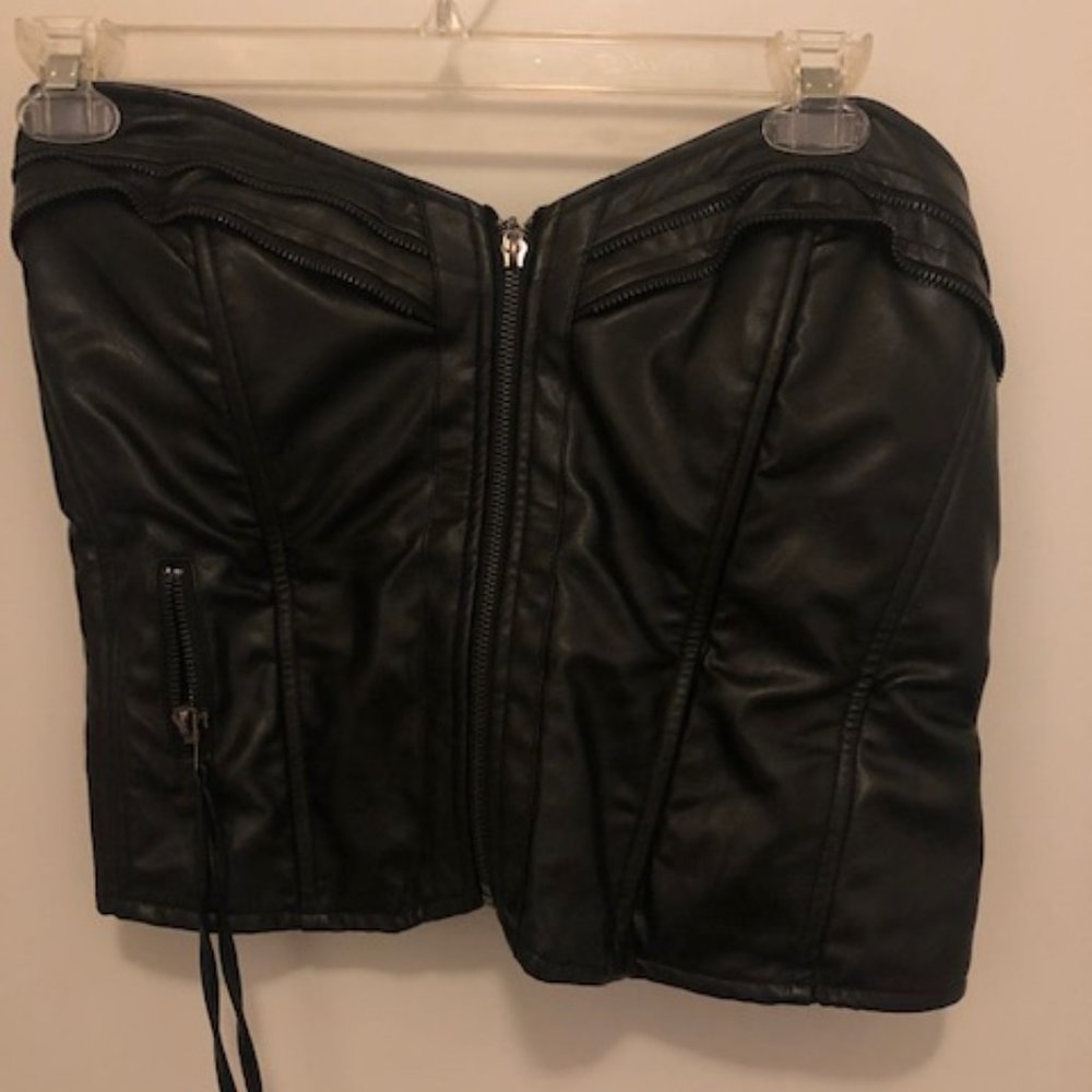 Leather Corset with Front Zipper